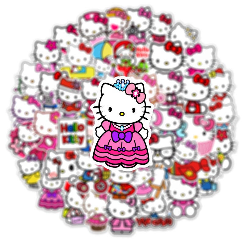YONGAI 50Pcs Cute Hello Kitty Sticker for Kids, Kawaii Sanrio Cartoon Waterproof Vinyl Decal for Teen Girl Water Bottle Skateboard Notebook Phone Guitar Bike - Image 4
